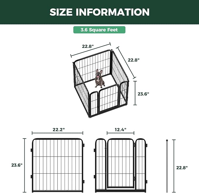 FXW Homeplus Unleashed Indoor Dog Playpen - Stress-Free and Safe Play, Heavy Duty 24 Inch 4 Panels Dog Pen for Puppy and Small Dogs, Black│Patented