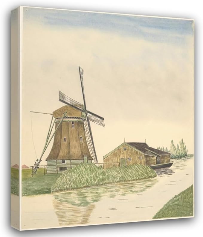 ArtDirect Meelmolen De Koker of Zwarte-Hengst aan Oosteinde 14, Wormer Custom Framed Art Print Giclee Print or Canvas Options with Various Sizes and Customization by Johannes Nicolaas Eijman