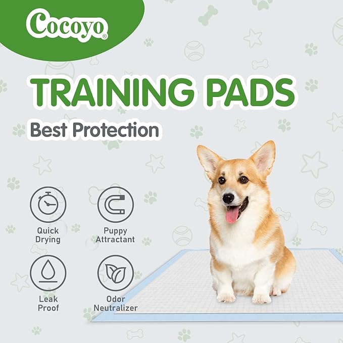 COCOYO Earth Friendly Bamboo Training Pads | Eco Friendly Puppy Pads for All Dogs | 100 Super Absorbent Puppy Training Pads, Deodorizing Dog Training Pads for Pets