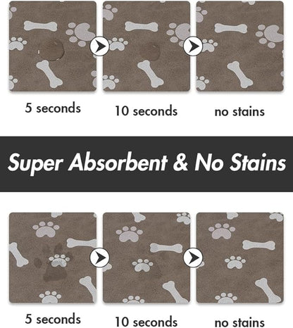 MontVoo Dog Food Mat-Pet Feeding Mat for Food and Water-No Stains Quick Dry Dispenser Cat Bowl Mat for Messy Drinkers(12"X19" Brown)