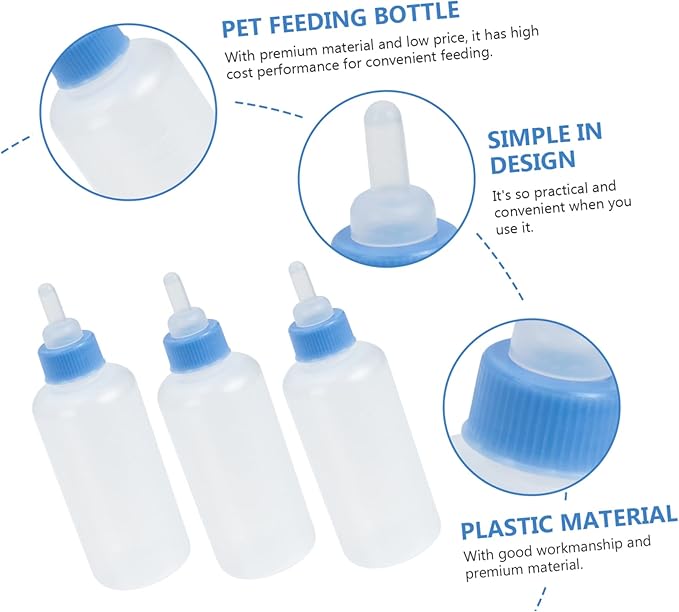 SUPVOX 3Pcs Pet Feeding Bottles for Newborn Kittens and Puppies Leak Resistant Milk Feeders with Capacity Lightweight and Portable Pet Supply Kit for Home Use