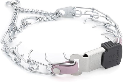 Herm Sprenger Chrome Plated Steel Dog Collar with Quick Release ClicLock Buckle and Biothane Insert Training Collar for Dogs Made in Germany (Pastel Purple, 16in x 2.25mm(Neck Size up to 13-14in))