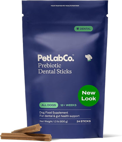 PetLab Co. Dental Sticks – Dog Dental Chews -Target Plaque & Tartar Build-Up at The Source - Designed to Maintain Your Dog’s Oral Health, Keep Breath Fresh and Provide Digestive Help (24 Sticks)