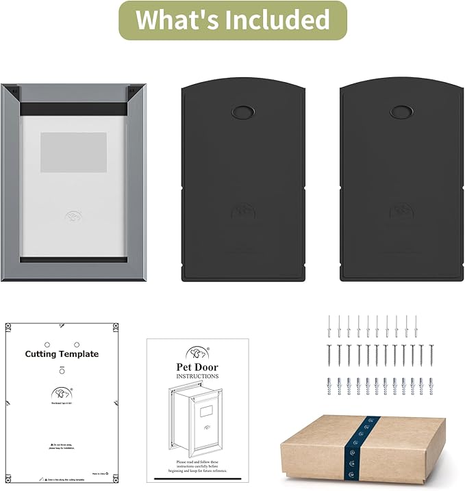 FreeStanding Doggy Door for Wall, Doggie Door with Aluminum Frame, Telescoping Tunnel, Magnetic Flap Design and Two Sliding Lock Panels,Medium,Gray.