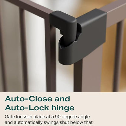 Cumbor 29.7-51.5" Baby Gate 2 Pack (Brown) & 36.6-69" Extra Wide Dog Gate (Brown) for Stairs, Doorways & Hallways