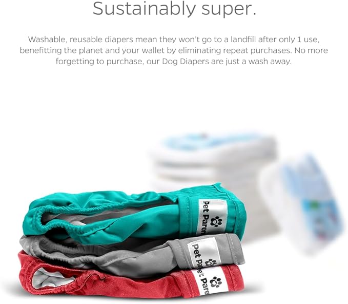 Pet Parents® Washable Dog Diapers (3pack) + Extendrs® of Durable Doggie Diapers, Premium Dog Diapers Female (X-Small, Southern Belle)