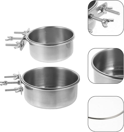 OUNONA 2pcs Stainless Steel Dog Water and Food Bowls Anti-Spill Large Capacity 10x4.5cm 12x5cm Pet Feeding Dish for Home Use Puppy and Kitten Supplies