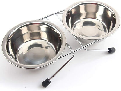 JiangYanus Elevated Dog Cat Food and Water Bowls, Stainless Steel Raised Pet Dish Feeder Retro Iron Elevated Stand for Dogs and Cats (Small)