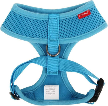 Puppia Soft Dog Harness No Choke Over-The-Head Triple Layered Breathable Mesh Adjustable Chest Belt and Quick-Release Buckle, Sky Blue, X-Large (Pack of 2)