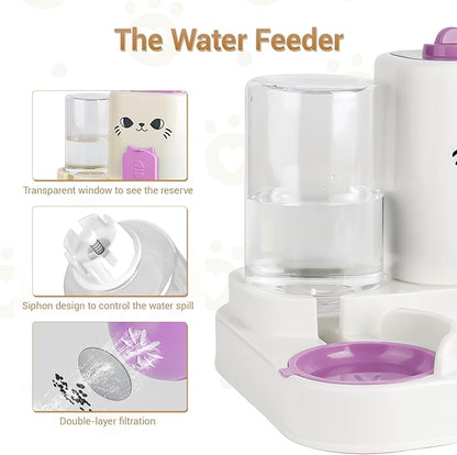 2-in-1 Gravity Pet Feeder & Water Dispenser for Cats Dogs - Large Capacity Cat Food Station with Water Bowl, Travel-Friendly (red)