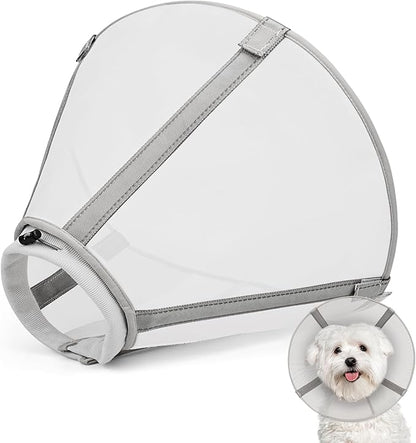 Breathable Mesh Dog Cone Collar for Surgery, Soft Elizabethan Recovery Alternative to Stop Licking,Pet Neck Collar for Large Medium Small Breeds(Grey,7)