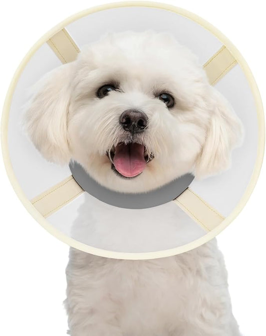 Soft Dog Cone Collar to Stop Licking-Adjustable Comfortable Mesh Recovery Collars After Surgery for Small or Miniature Dogs, Alternative to Plastic Elizabethan Collar for Neuter Incision Care (Grey,M)