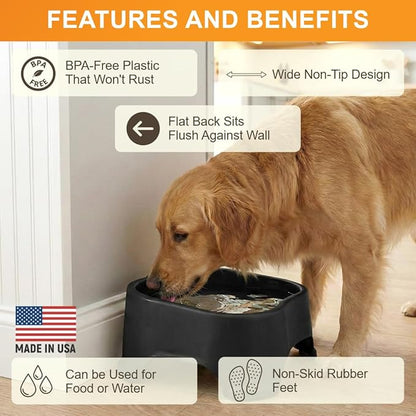 Neater Pet Brands Extra Large Water Bowl for Dogs, Outdoor Dog Water Bowl (2.25 Gallon XL Capacity), Big Trough Style Food Dish for Indoors or Outside, No Spill Large Dog Bowls, Midnight Black