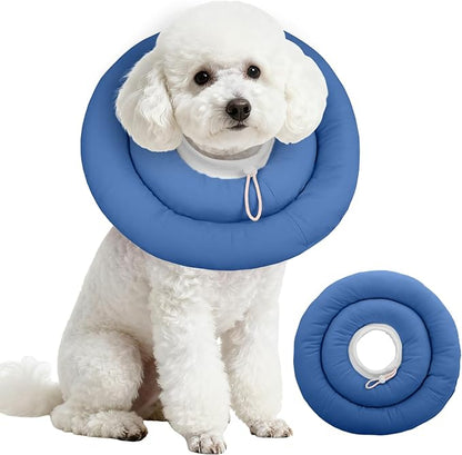 IDOMIK Dog Recovery Collar, Waterproof Soft Dog Cone After Surgery, Comfy Protective Elizabethan Collar Alternative for Dogs Cats, Adjustable Pet Neck Donut Cone Anti-Licking Biting Wounds,Navy,M
