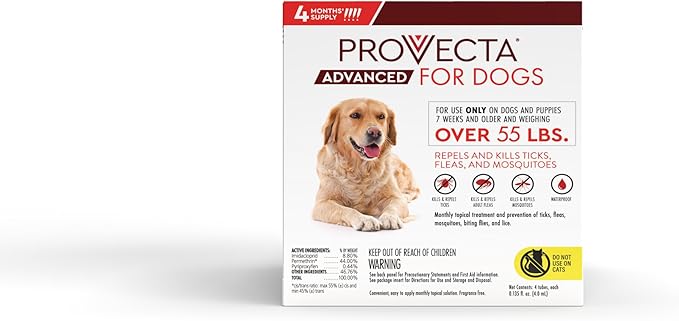 Provecta® Advanced for Extra Large Dogs (Over 55 lbs) Flea and Tick Topical Treatment, 4-Month Supply