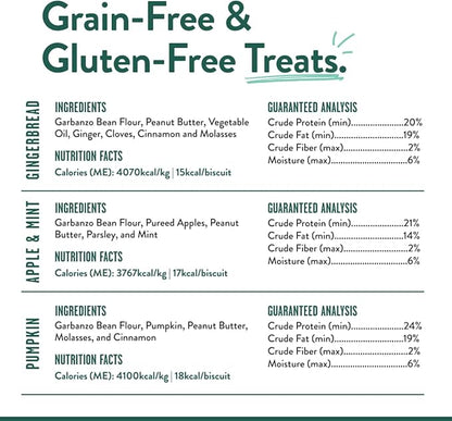 Portland Pet Food Company Healthy Dog Treats Vegan Variety Pack - Grain-Free, Human-Grade, Apple, Gingerbread, Pumpkin Treats - Natural Dog Training Treats & Biscuits Made in the USA Only - 3-Pack