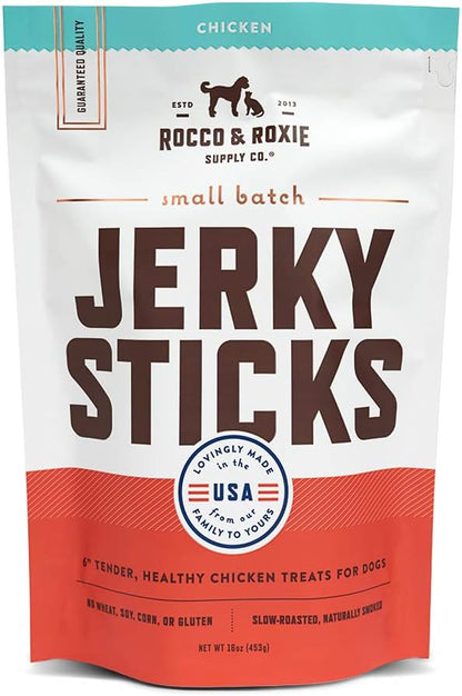 Rocco & Roxie Chicken Jerky Dog Treats, Soft Training Snacks Made in USA | High Value Training Treats for Dogs, Small & Large Breeds, Seniors & Puppies, Natural Jerky Chews for Rewarding Good Behavior