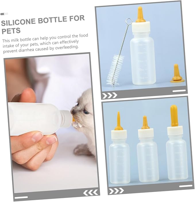 BESPORTBLE 3pcs Silicone Pet Nursing Bottles for Puppies Kittens Feeding Bottle Cat Milk Small Animal Feeding Watering Supplies
