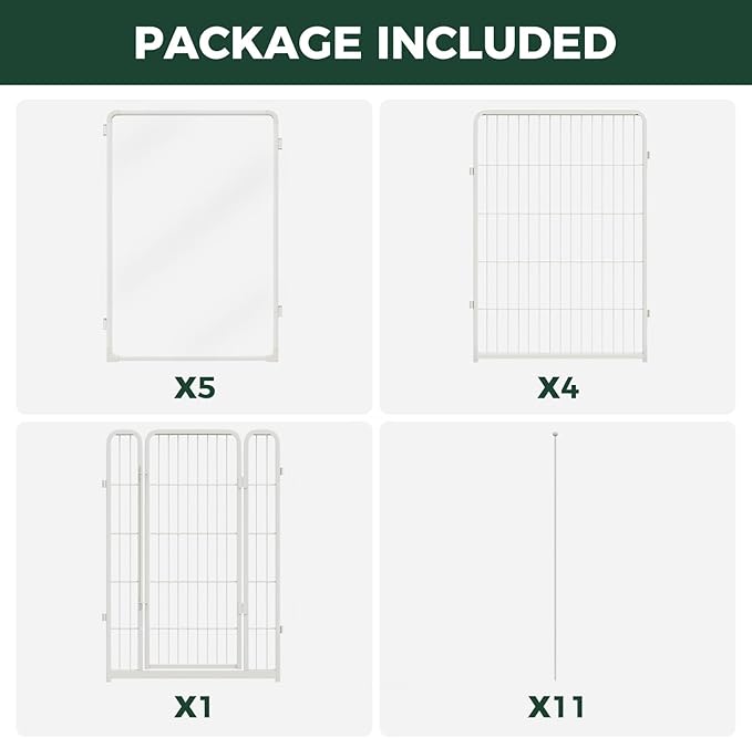 FXW AuraSpace Pro Acrylic & Wire Mesh Indoor Dog Playpen, 40" Height 10 Panels Medium and Large Dogs, White│Patented