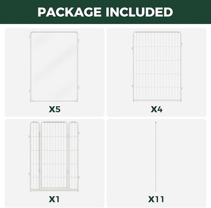 FXW AuraSpace Pro Acrylic & Wire Mesh Indoor Dog Playpen, 40" Height 10 Panels Medium and Large Dogs, White│Patented
