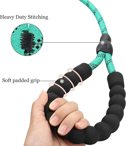 TagME 6ft Slip Dog Lead, No Pull Reflective Training Leash with Padded Handle, Professional Rope P-Leash for Small Medium Large Dogs, Heavy Duty Correction Lead for Walking & Training (Turquoise)