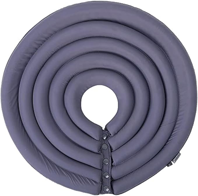 Dog Cone Collar, Inflatable Dog Neck Donut Collar Alternative After Surgery, Soft Protective Recovery Cone for Small Medium Large Dogs and Cats Puppies - Alternative Collar (Grey,L)