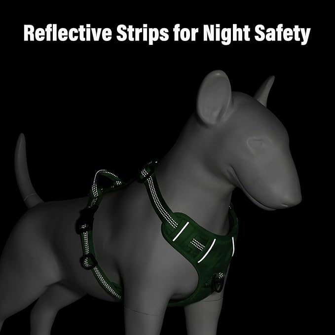 Plutus Pet No Pull Dog Harness, Reflective Adjustable Dog Vest Harness with Handle, Escape Proof, Soft Padded for Small Medium Large Dogs (Green, XL)
