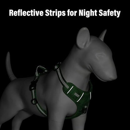 Plutus Pet No Pull Dog Harness, Reflective Adjustable Dog Vest Harness with Handle, Escape Proof, Soft Padded for Small Medium Large Dogs (Green, XL)