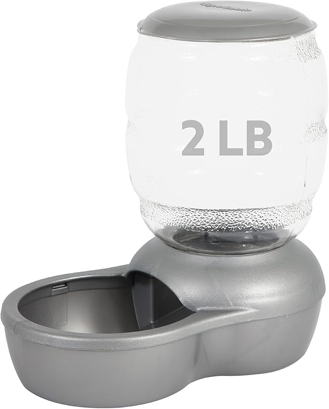 Petmate Replendish Feeder with Automatic Cat and Dog Feeder Grey, 2lb, Made in USA