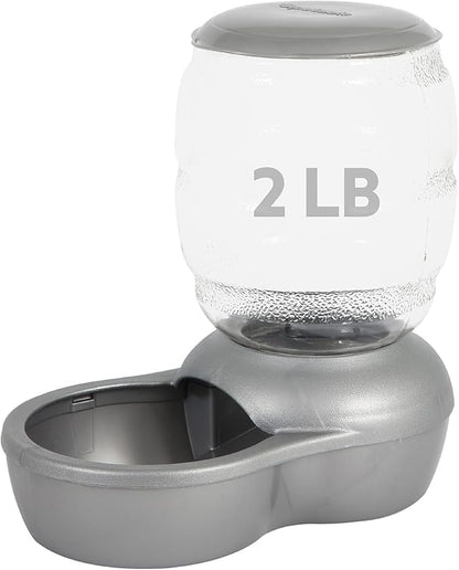 Petmate Replendish Feeder with Automatic Cat and Dog Feeder Grey, 2lb, Made in USA