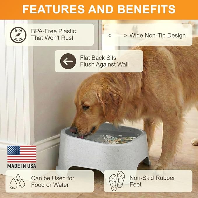 Neater Pet Brands Extra Large Water Bowl for Dogs, Outdoor Dog Water Bowl (2.25 Gallon XL Capacity), Big Trough Style Food Dish for Indoors or Outside, No Spill Large Dog Bowls, Vanilla Bean