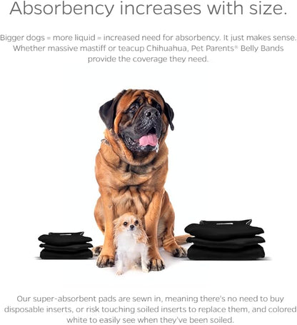 Pet Parents® Washable Belly Bands for Male Dogs (3pack) + Extendrs® of Durable Dog Diapers Male, Premium Male Dog Diapers & Dog Wraps (Large, Black)