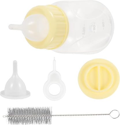 1set Small Pet Nursing Bottles for Kittens and Puppies Feeding Bottle Kit Yellow Easy to Use Safe Feeding for Pets