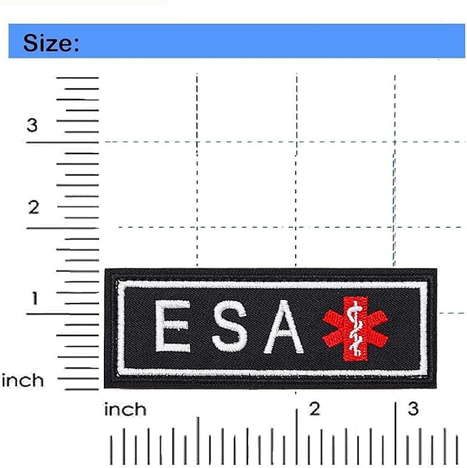 ESA Patch 2 pcs, ESA ID Tag Easily Attach to Dog Collar, Harness (Medium)