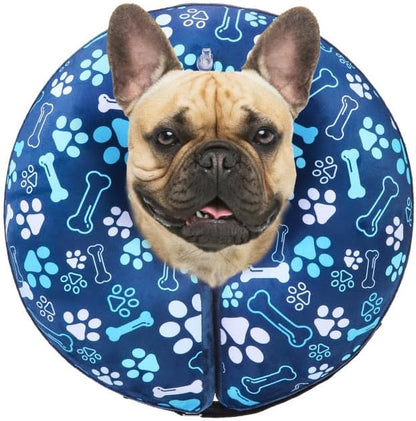 BEAUTYZOO Inflatable Dog Cone Collar, Recovery Dog Cone After Surgery, Adjustable Blow up Dogs Donut Collar, Pet Recovery Collar for Dogs,Navy Blue M