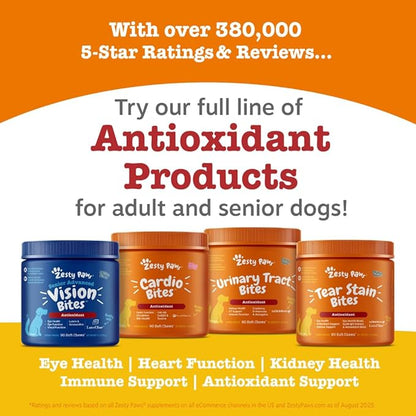 Zesty Paws Cardiovascular Support for Dogs - Taurine for Dogs - with CoQ10, L Carnitine & Sea Buckthorn - Senior Heart Health - AlaskOmega Fish Oil Omega 3 - Senior - Salmon - 90 Count