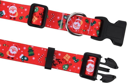 Mihqy Christmas Dog Collar and Leash Set - Premium Adjustable Dog Collar for Small Medium Large Dogs (Christmas Set,M)