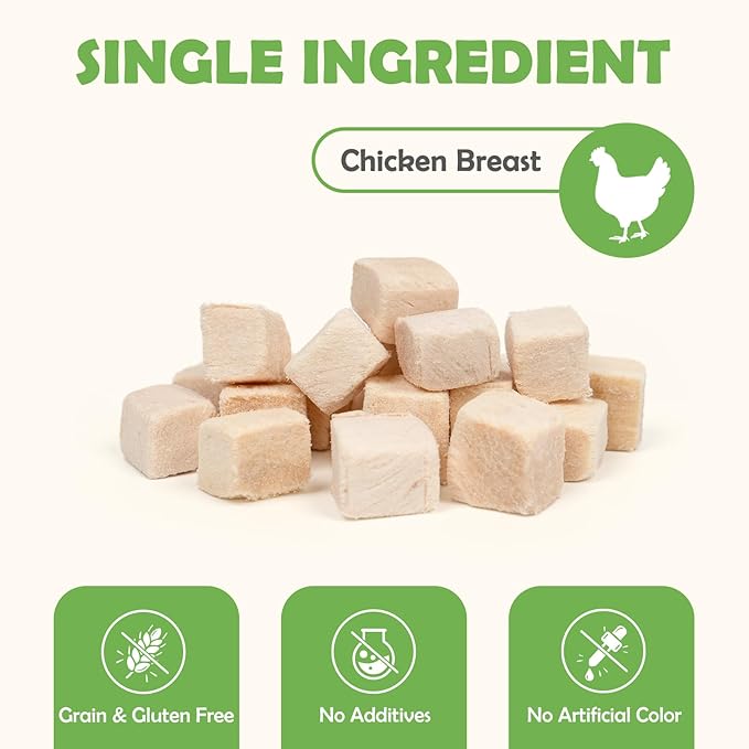 MON2SUN Freeze-Dried Chicken Dog and Cat Treats, Single Ingredient Training Treats, High Protein Grain-Free Snack & Food Topper, 3.5oz