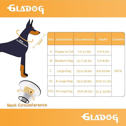 Soft Dog Cone Collar, 2 PCS (for Exact Size) Flexible Plastic Cone for Dogs After Surgery, Dog Recovery Collar, Adjustable E-Collar for Large/Medium/Small Dogs Cat, Comfy Elizabethan Collar (S)