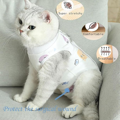Cat Recovery Suit Female Kitten Onesie for Cats After Surgery Female Spay Surgical Abdominal Wound Skin Diseases Cone Collar Soft Alternative Wear (Cat, S)