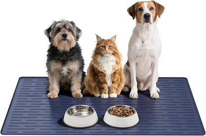 Large Dog Mats for Food and Water, 40"x30" Waterproof Pet Food Mats for Floor Nonslip Silicone Bowl Mats with Raised Edges