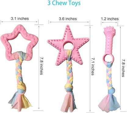 Volacopets Puppy Toys for Teething, Puppy Chew Toys for Small Dogs, Crinkle Dog Toys Small Breed Boredom and stimulating, Dog Toys for Small Dogs, Pink, 5-Pack