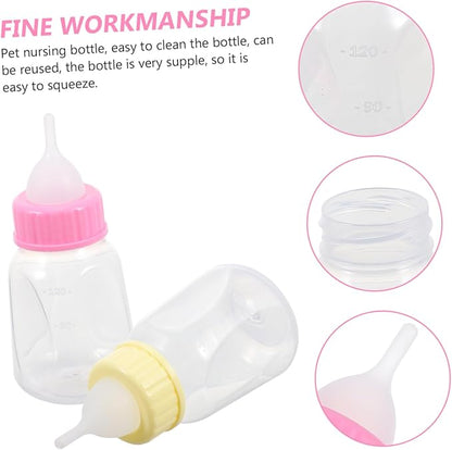 2pcs Kitten Milk Bottle Cat Nursing Bottles for Small Pets Puppy Feeder Safe Material Compact Portable