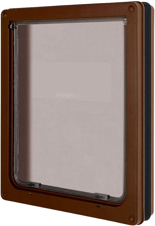 Dog Mate Large Dog Door, Easy Fitting, Fast Installation, Convenient, Tamper Proof, Weatherproof, Draught Excluder, Silent, Extremely Durable - Brown
