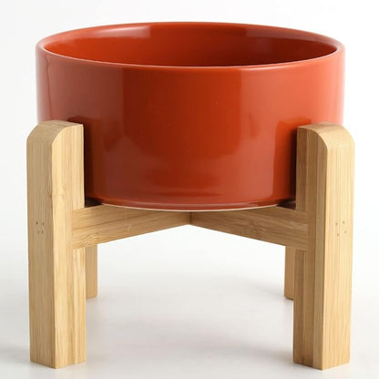 Petygooing 28 OZ Rust Red Elevated/Raised Ceramic Dog Bowl for Small and Medium Breeds, Dog Food Water Dish with Stand,Pet Feeding Bowl with Anti Slip Rubber for Cats Small and Medium Dogs (3.6 Cups)