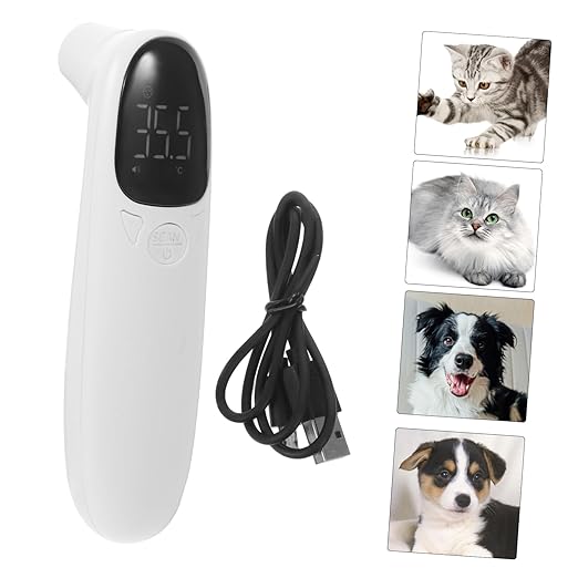 Generic Rechargeable Non Contact Pet Thermometer with LED Screen Fast Accurate Ear Temperature Measurement for Cats and Dogs Lightweight Portable Veterinary Thermometer for Travel and Home