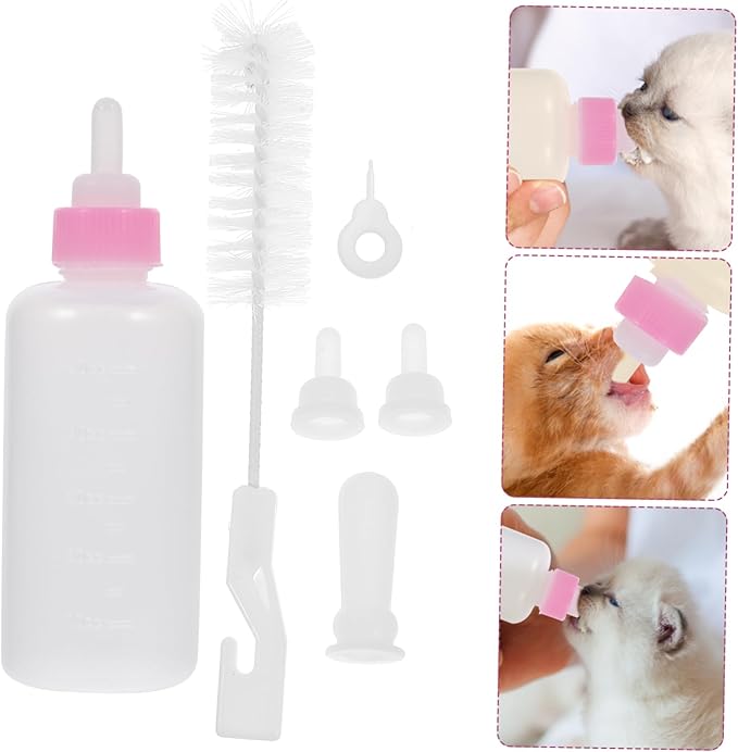 LIOOBO 6pcs Baby Milk Bottle Set for Small Dogs Cats Reusable Nursing Bottles for Newborn Pets Puppy Kitten Feeding Solution