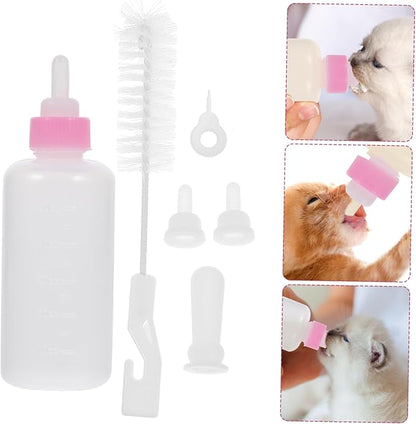 LIOOBO 6pcs Baby Milk Bottle Set for Small Dogs Cats Reusable Nursing Bottles for Newborn Pets Puppy Kitten Feeding Solution
