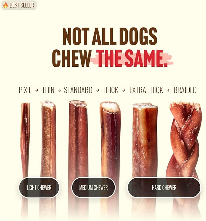 Natural Farm Odor Free Jumbo Bully Sticks (6 Inch, 12 Pack), Extra-Thick Dog Treats – Fully Digestible 100% Beef Treats, Natural Dental Chews – Keep Your Dog Busy with 50% Longer Lasting Chews