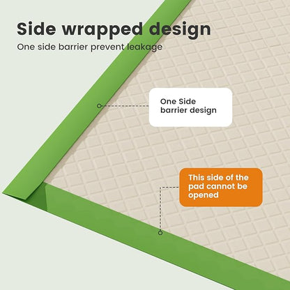 Gardner Pet Dog Pee Pads Rugular 21.7"x21.7", Thicker ECO Green Small Disposable Puppy Training Pads Super Absorbent Full Edge-Wrapping Pad for Dogs, Puppies, Doggies, Cats-(50 Count)